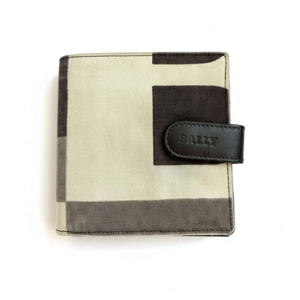 Bally Geometric Leather and Canvas Wallet.